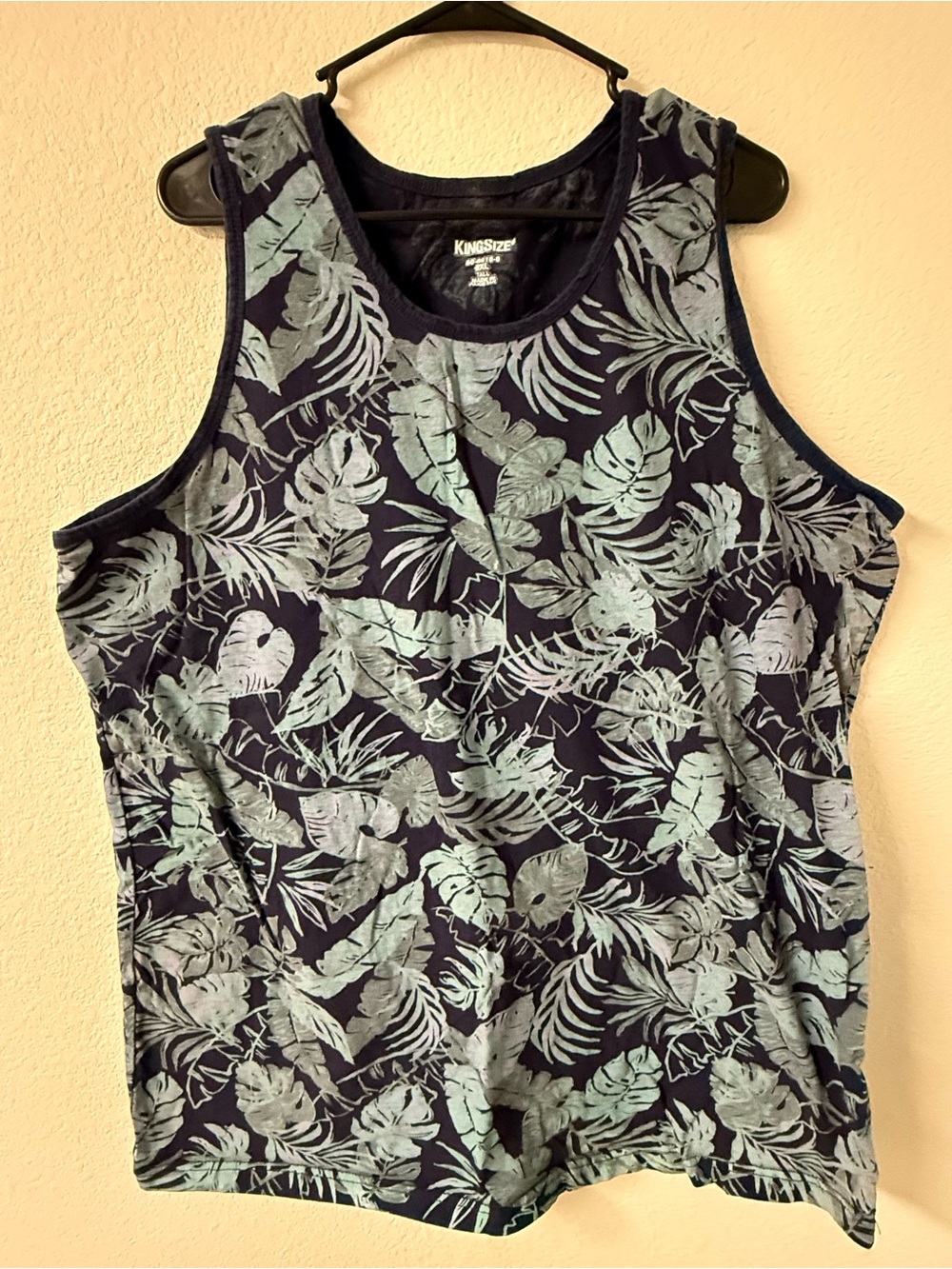 King Size Tall Tropical Leaf Tank Top 2X